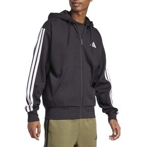 Men's Adidas Clima365 3-Stripes Fleece Zip Front Black Hoodie size XL Climalite